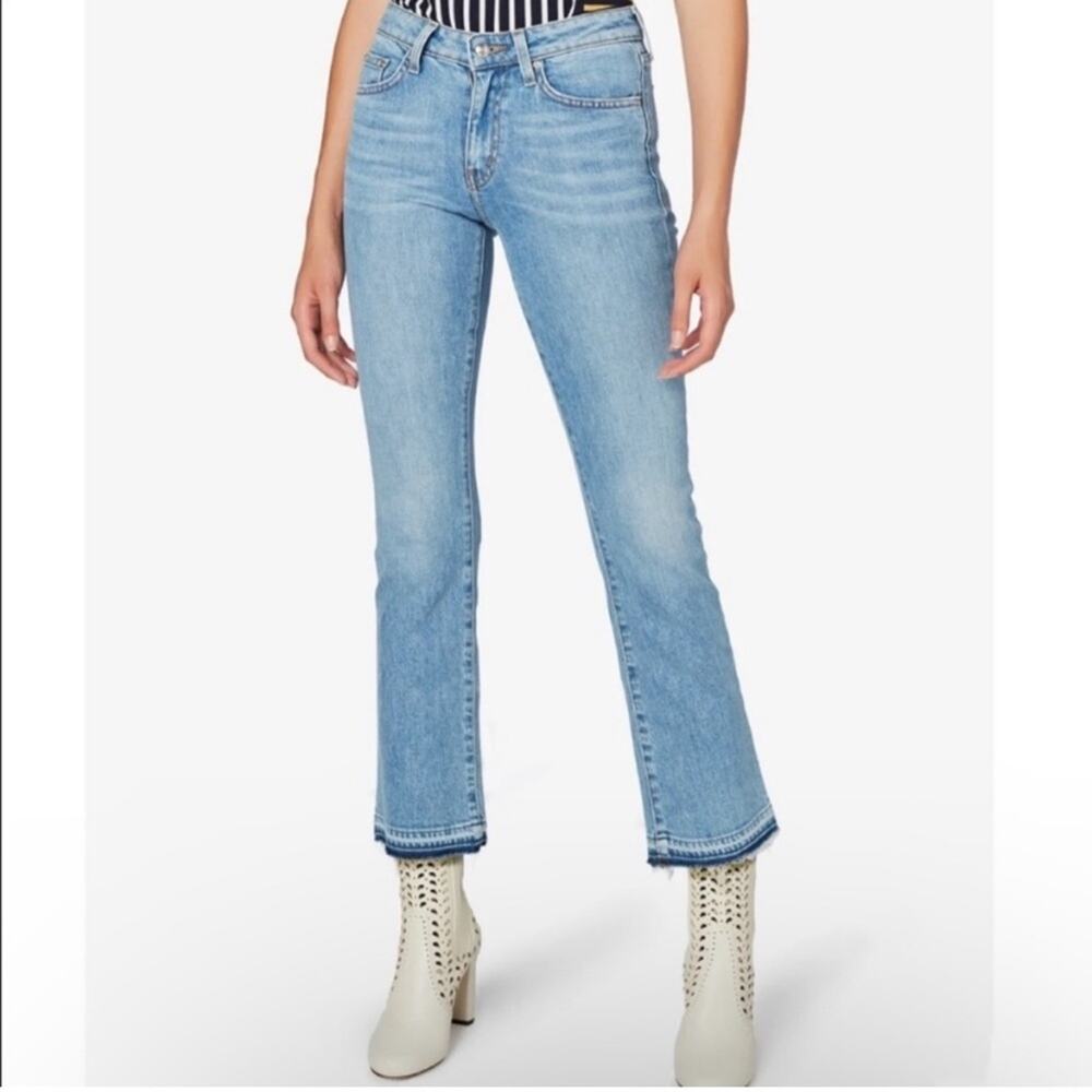 NWT Derek Lam Gia Cropped Flare Jeans Light Wash Blue sz 24 Stretch Denim